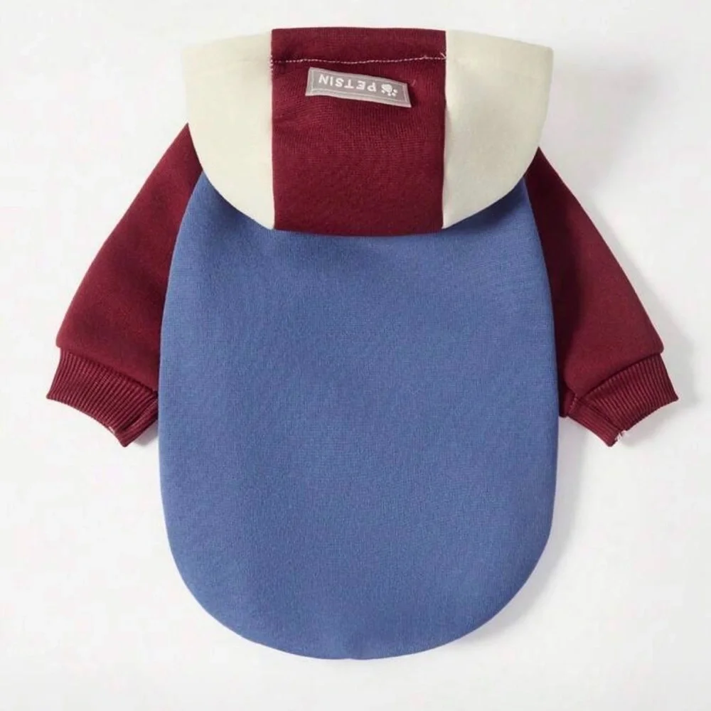 Cozy Blue and Burgundy Dog Hoodie